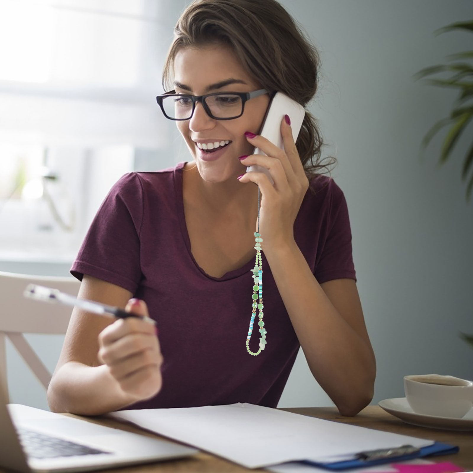 Phone Accessories For Teen Girls - Catenella per telefono con perline, ciondolo